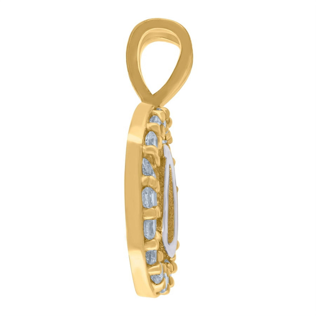 10k Two Tone Gold CZ Cubic Zirconia Letter D Pendant Necklace K53201