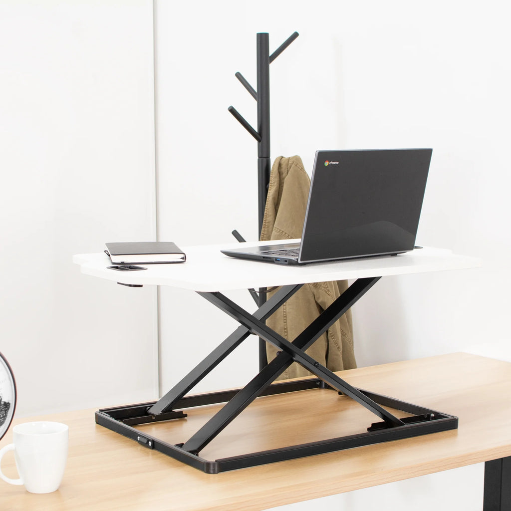White Height Adjustable Standing Desk Monitor Riser E454096