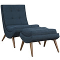 Navy Blue Fabric Lounge Chair Set V549685