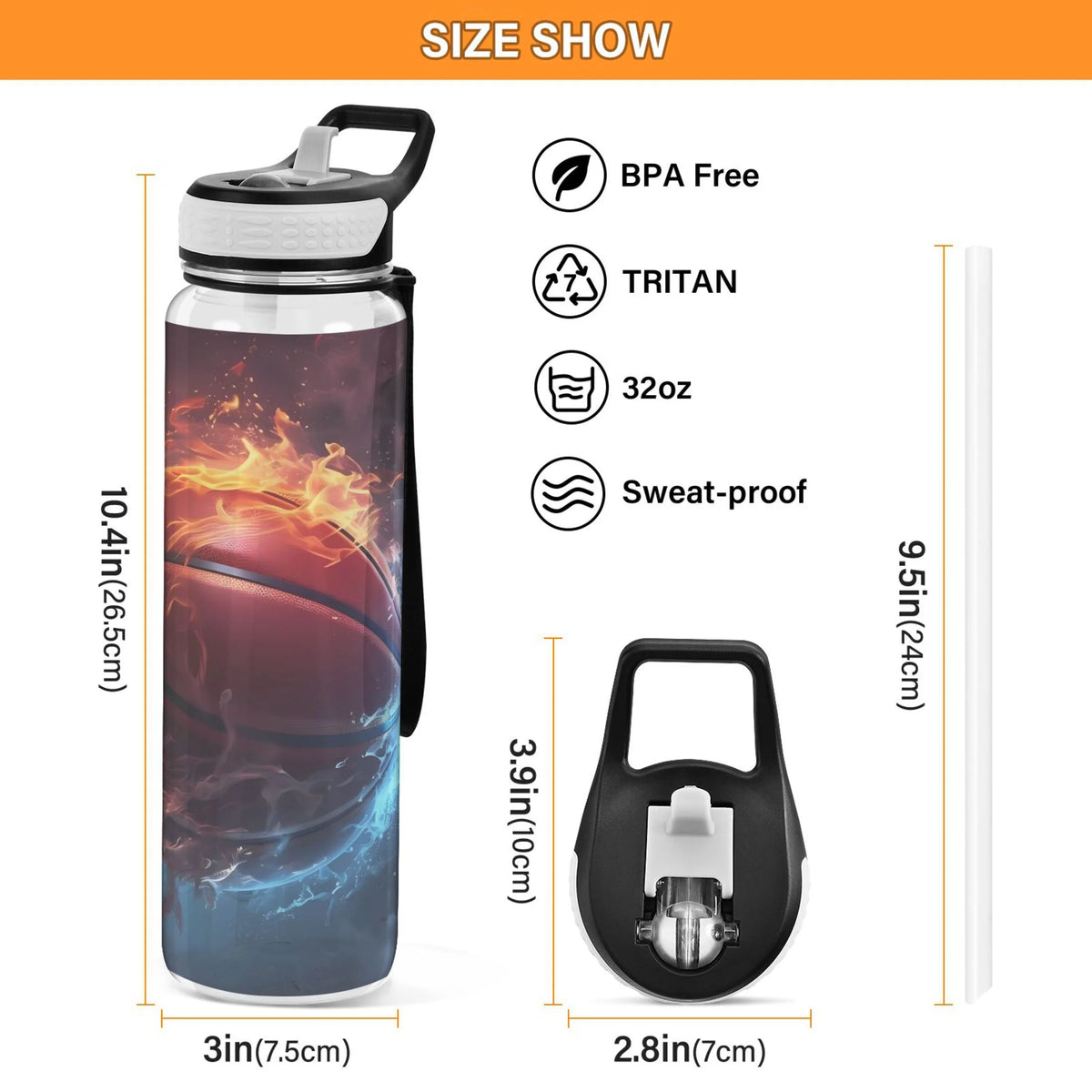 32oz Tritan Leakproof Clear Sports Water Bottle N244728