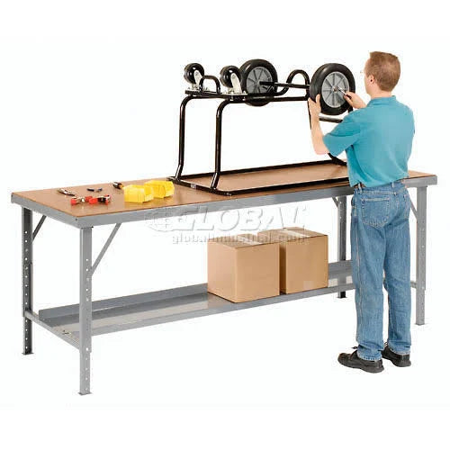 Heavy-Duty Extra Long Assembly Workbench Hardboard Top - Gray L54899
