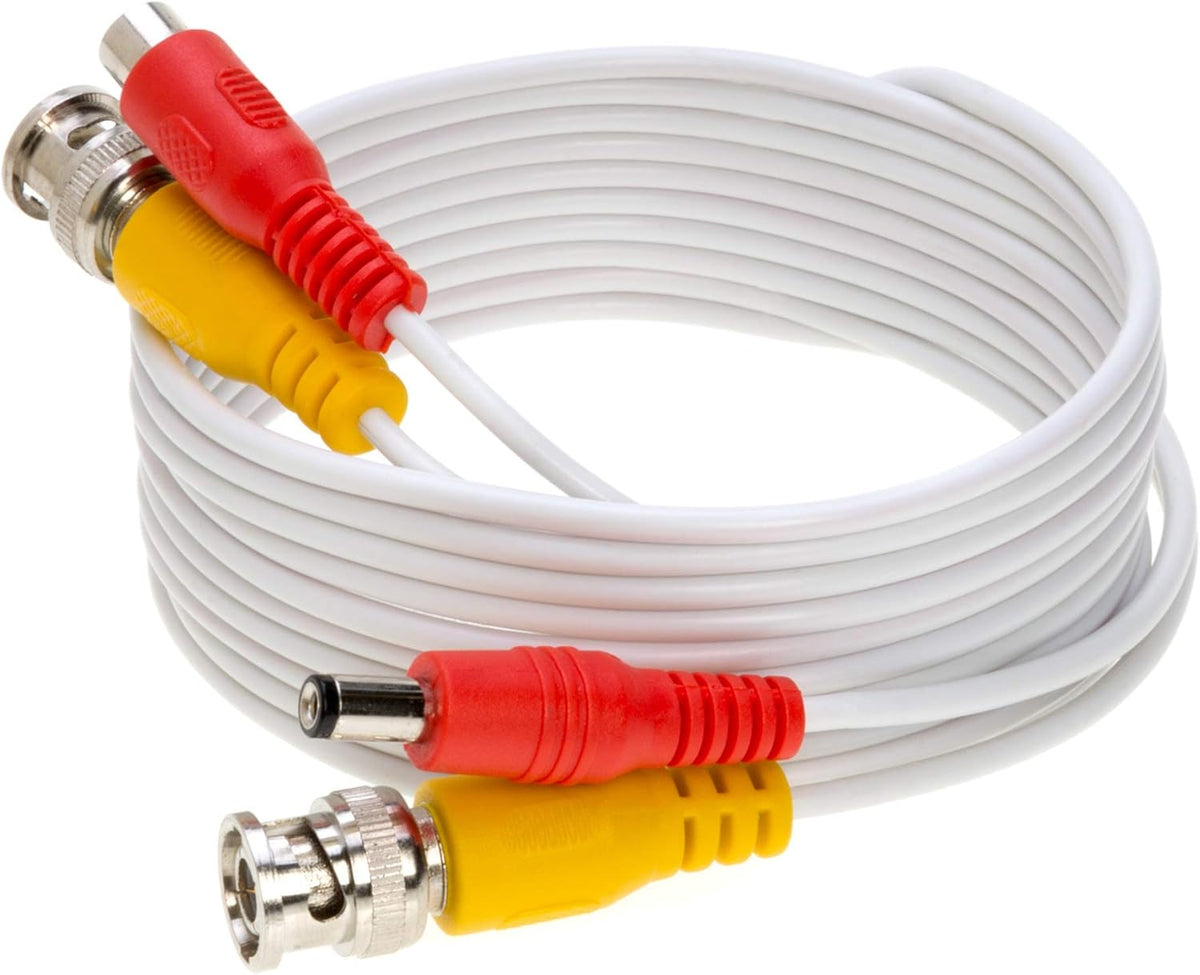 100FT White BNC Video Power Cable for Security Camera Z713912