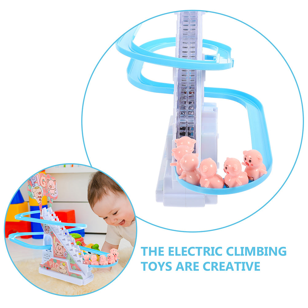 Piggy Sliding Toys Electric Piggy Climbing Stairs Tracks Slide Toy U13283