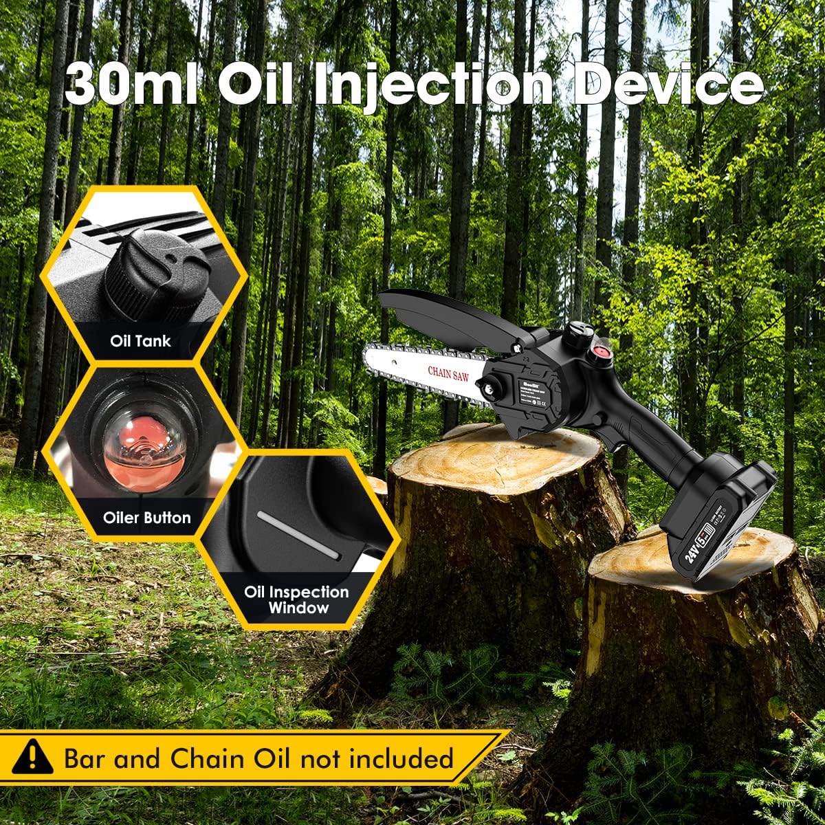 6-inch Cordless Chainsaw with 2x 2.0Ah Batteries E245579