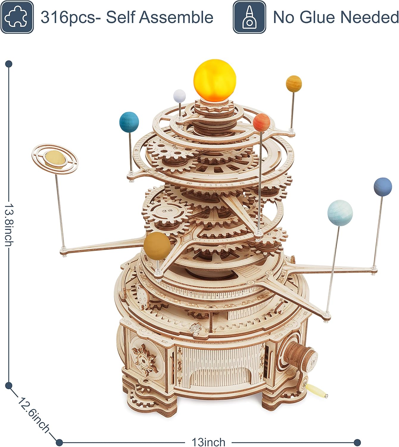3D Wooden Puzzle Solar System Model Kit Mechanical Orrery Craft Kits Pack of 2 H96235