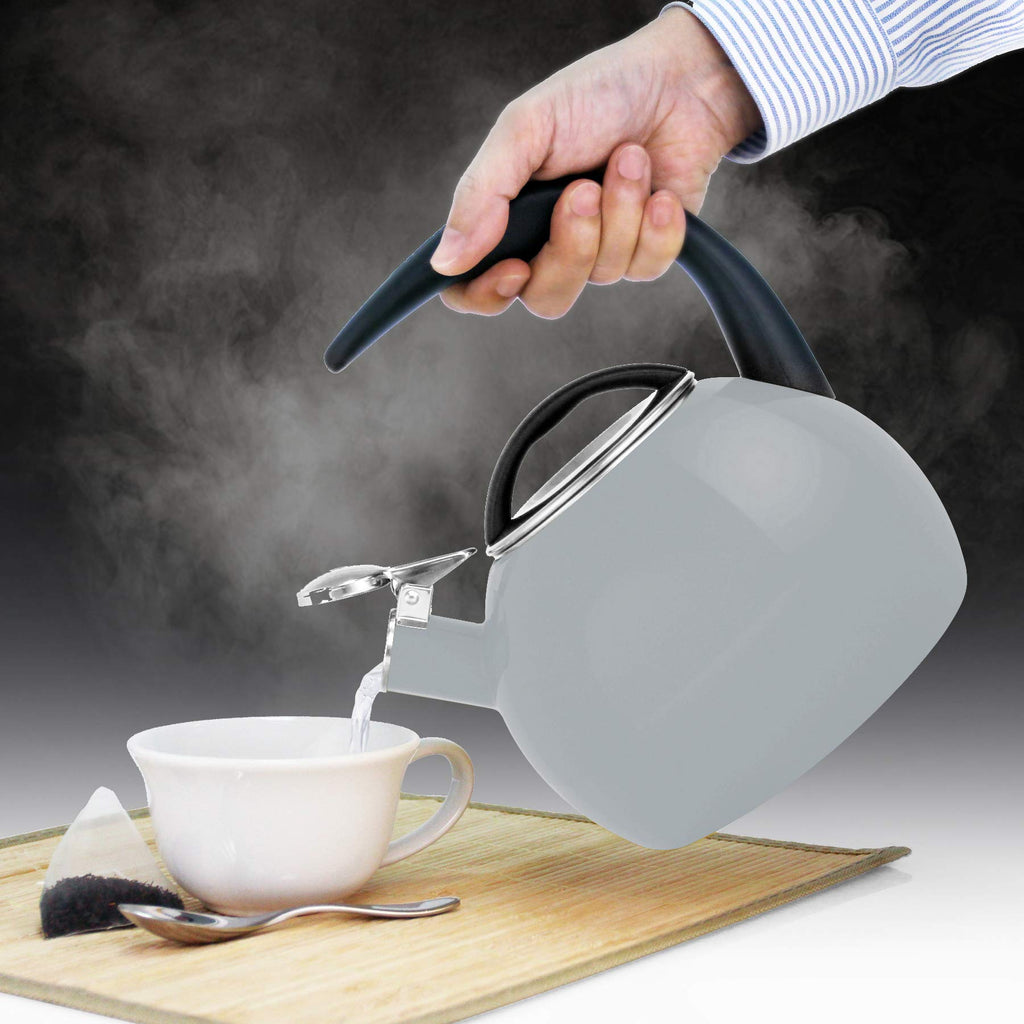 Fog Gray Enamel-On-Steel Teakettle M51464
