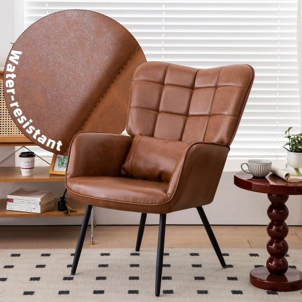 Bonded Leather High Back Accent Chair with Metal Legs X6285
