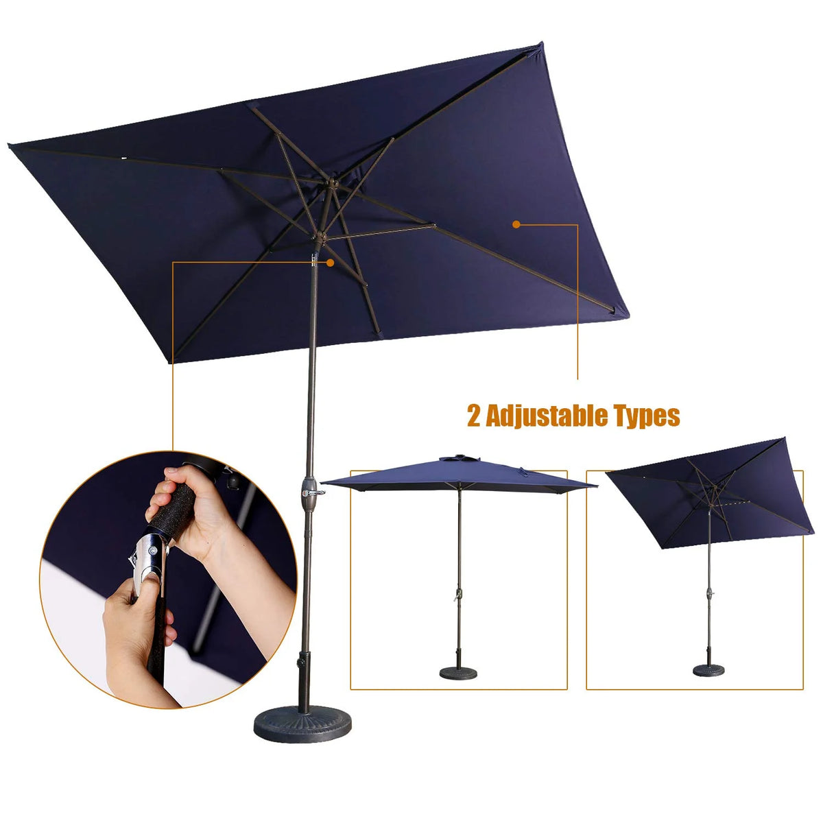 Navy Blue Outdoor Patio Umbrella with Stand H87983