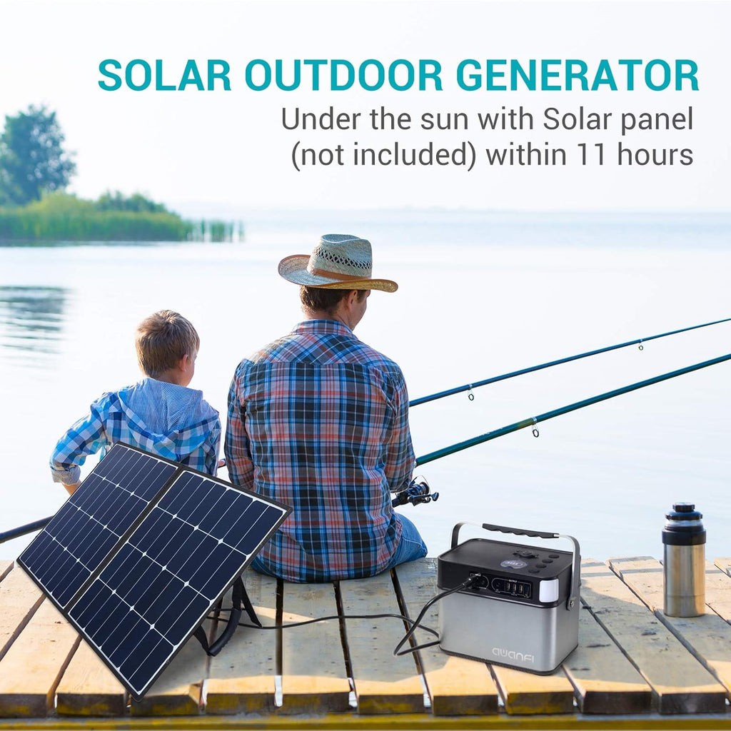 Portable Power Station 500W, 505Wh/140400mAh Pure Sine Wave Solar Generator with 2 AC Outlets, 12V DC, 3 USB, Emergency Light, Lithium Battery J158702