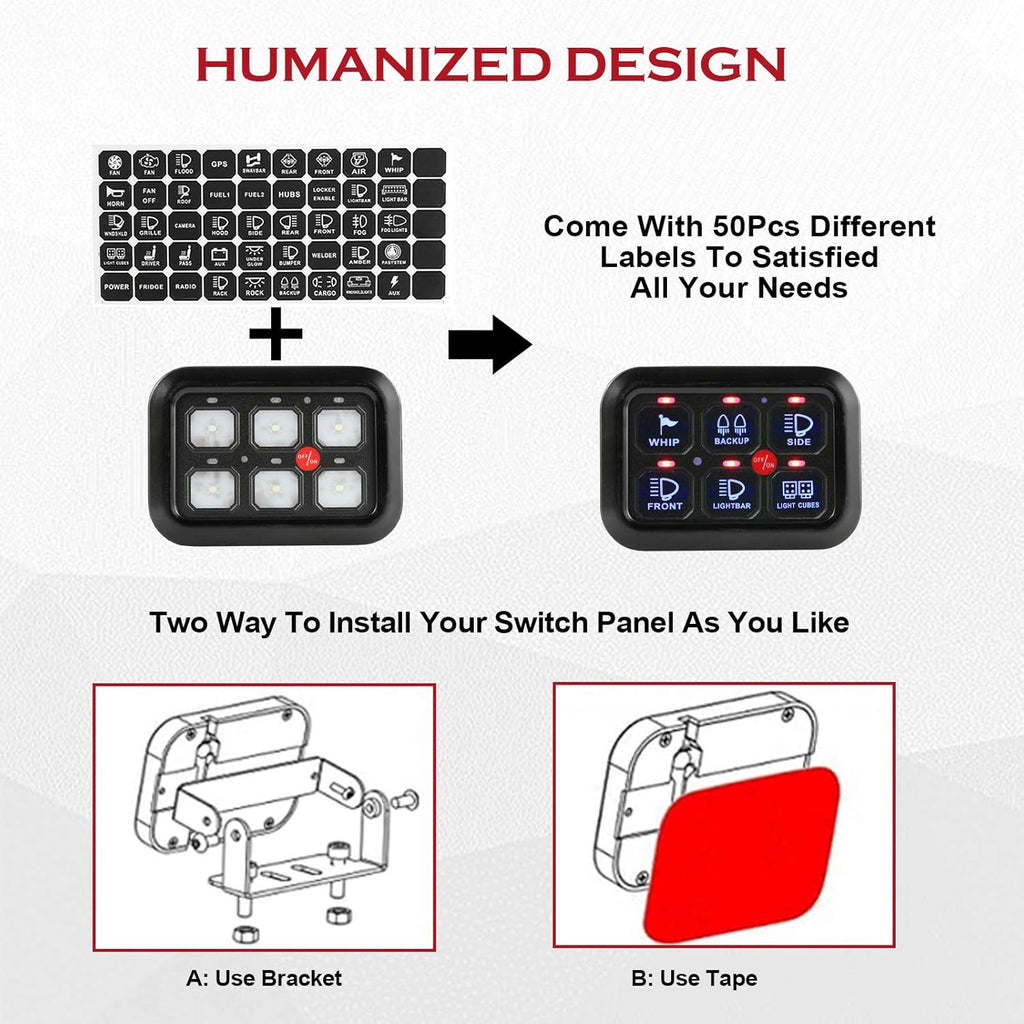 6 Gang Switch Panel for Car Truck ATV UTV Boat L6144
