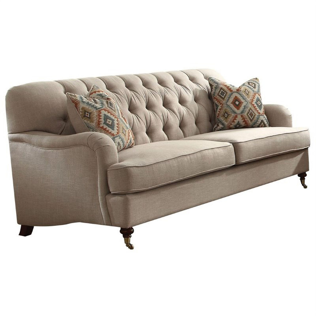 Beige Tufted Sofa and Fabric Loveseat 2-Piece Set K60605