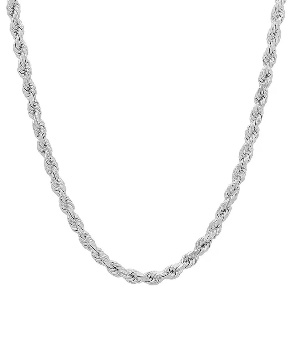 925 Solid Sterling Silver 4mm Rope Chain M243