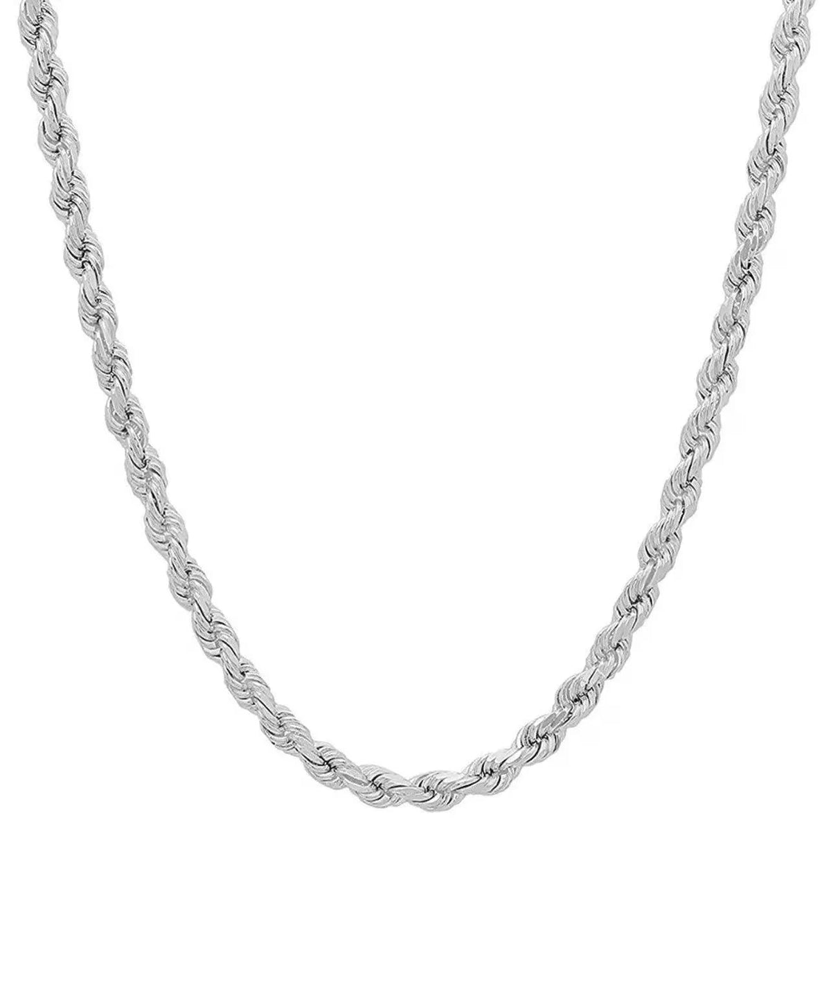925 Solid Sterling Silver 4mm Rope Chain M243