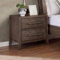 Grey Solid Wood 2-Drawer Nightstand Y738