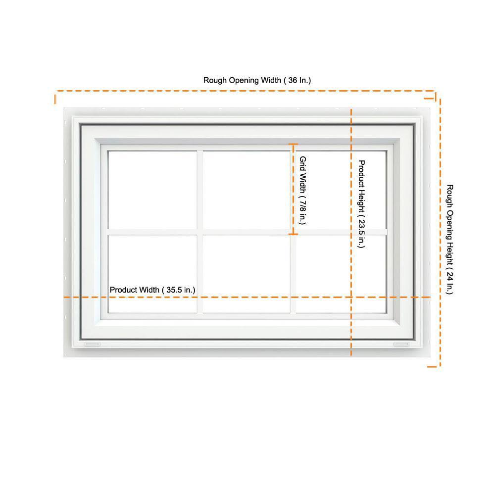 White Vinyl Awning Window with Colonial Grids O6764