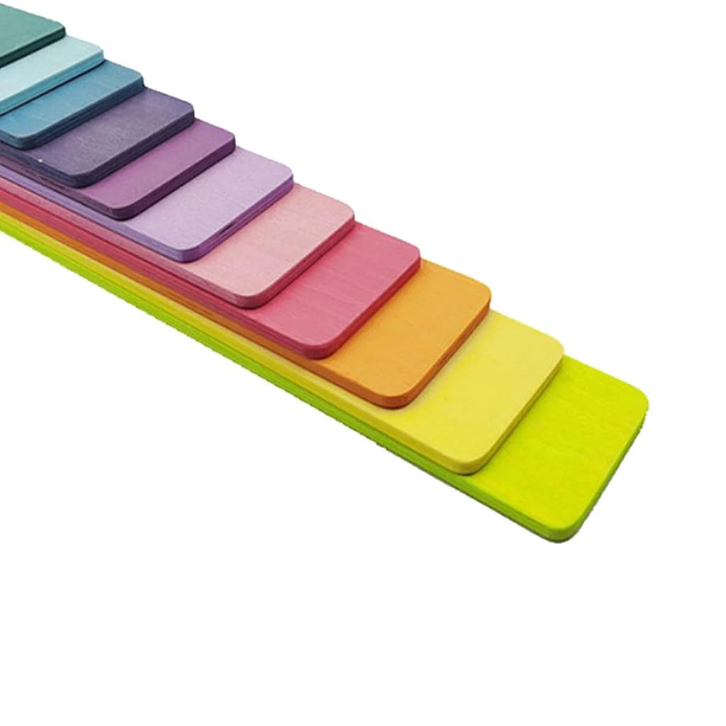11Pc Wooden Rainbow Building Blocks Stacking Toy U2776