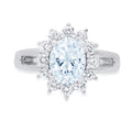 Oval Cut Natural Swiss Blue Topaz 18k White Gold Halo Ring Z260499