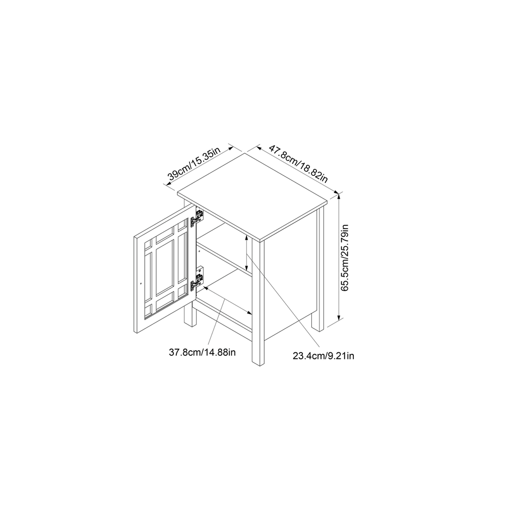 Light Oak Wood End Table with Cabinet Z3789