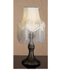 Ivory Fabric Mini Lamp with Fringe T5094