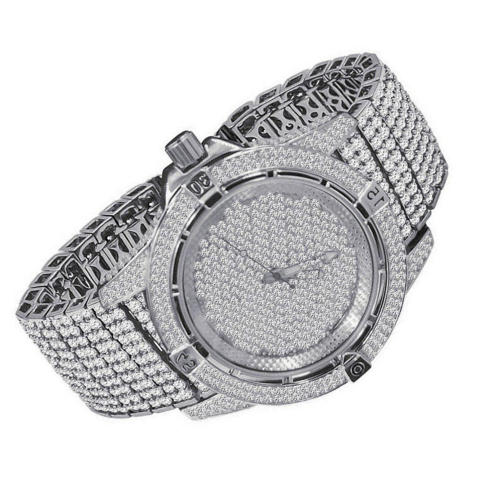 White Gold Tone Iced Out Watch M526