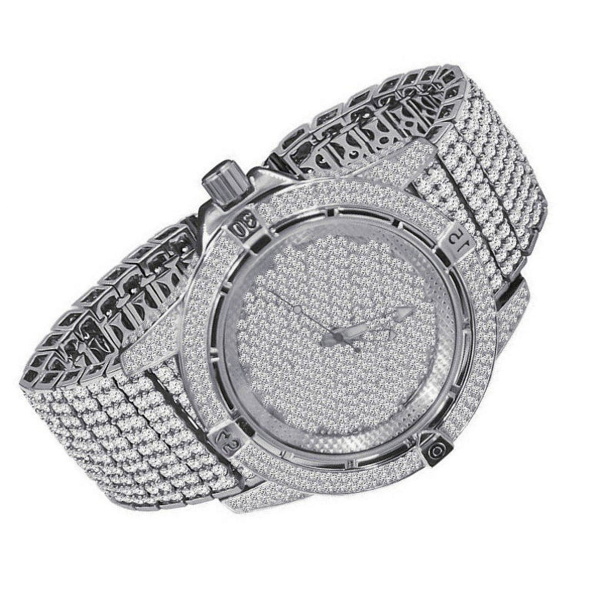 White Gold Tone Iced Out Watch M526