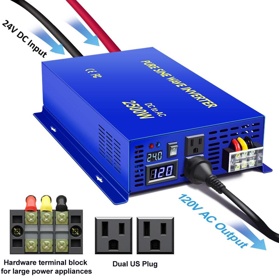 Pure Sine Wave Power Inverter 2500 Watt with Dual AC Receptacles D528