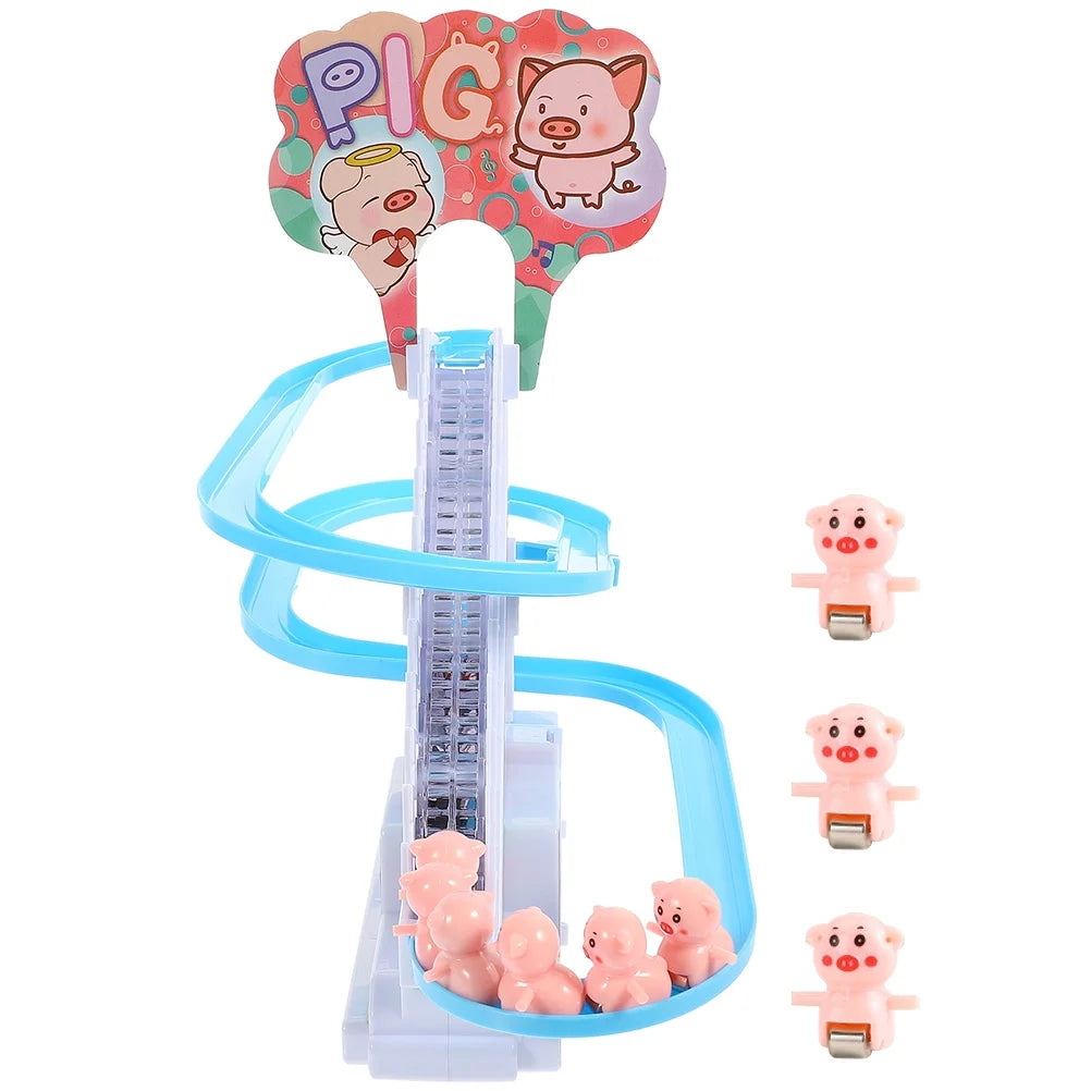 Piggy Sliding Toys Electric Piggy Climbing Stairs Tracks Slide Toy U13283