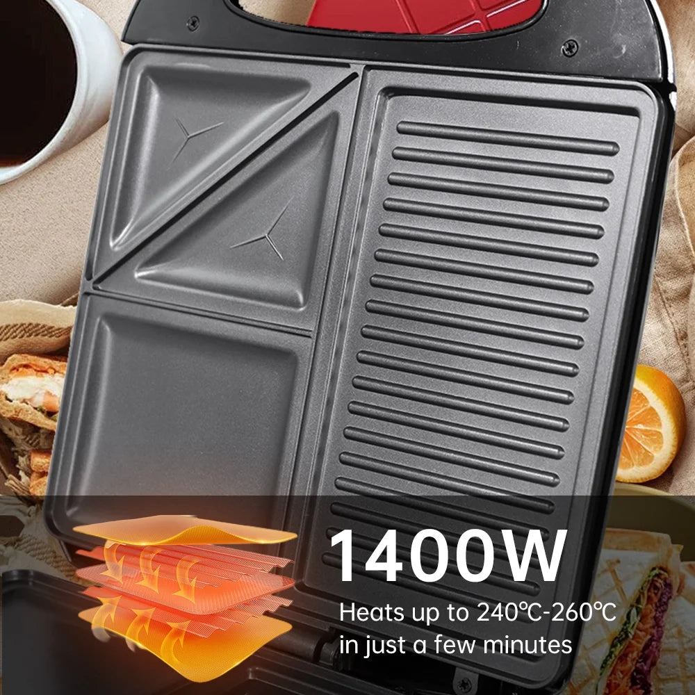 1400W Non-Stick Electric Grill Waffle Maker H21493