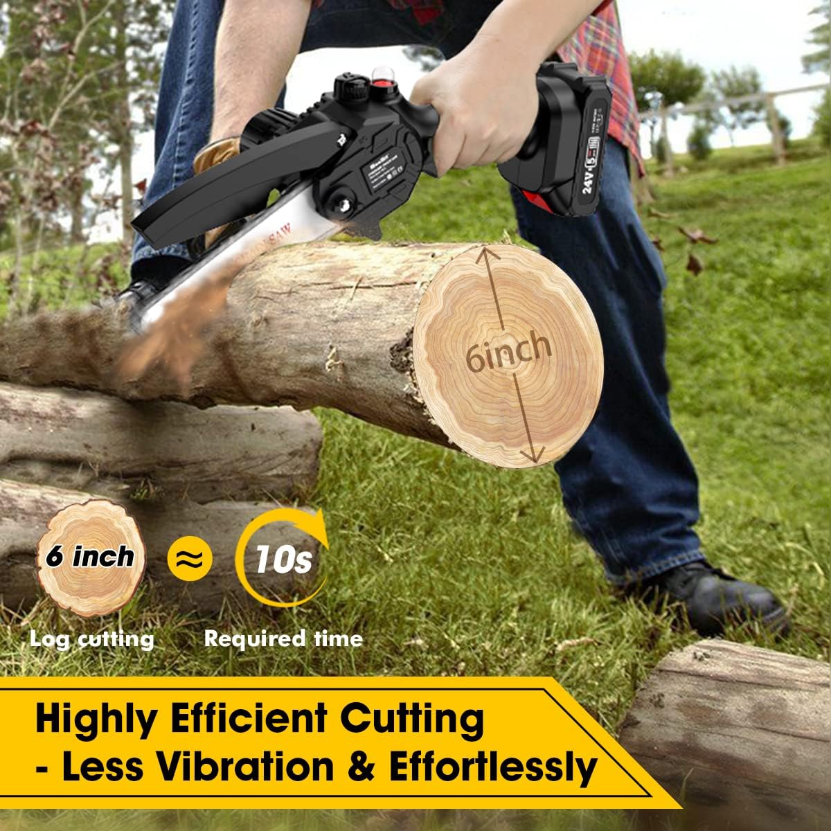 6-inch Cordless Chainsaw with 2x 2.0Ah Batteries E245579