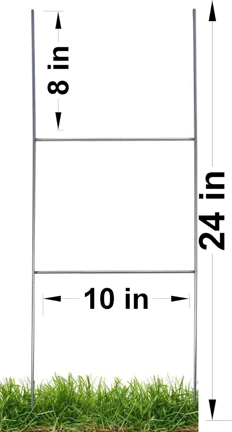 50 Double H-Frame Galvanized Metal Wire Sign Stakes, 24'' Tall 10'' Wide C754