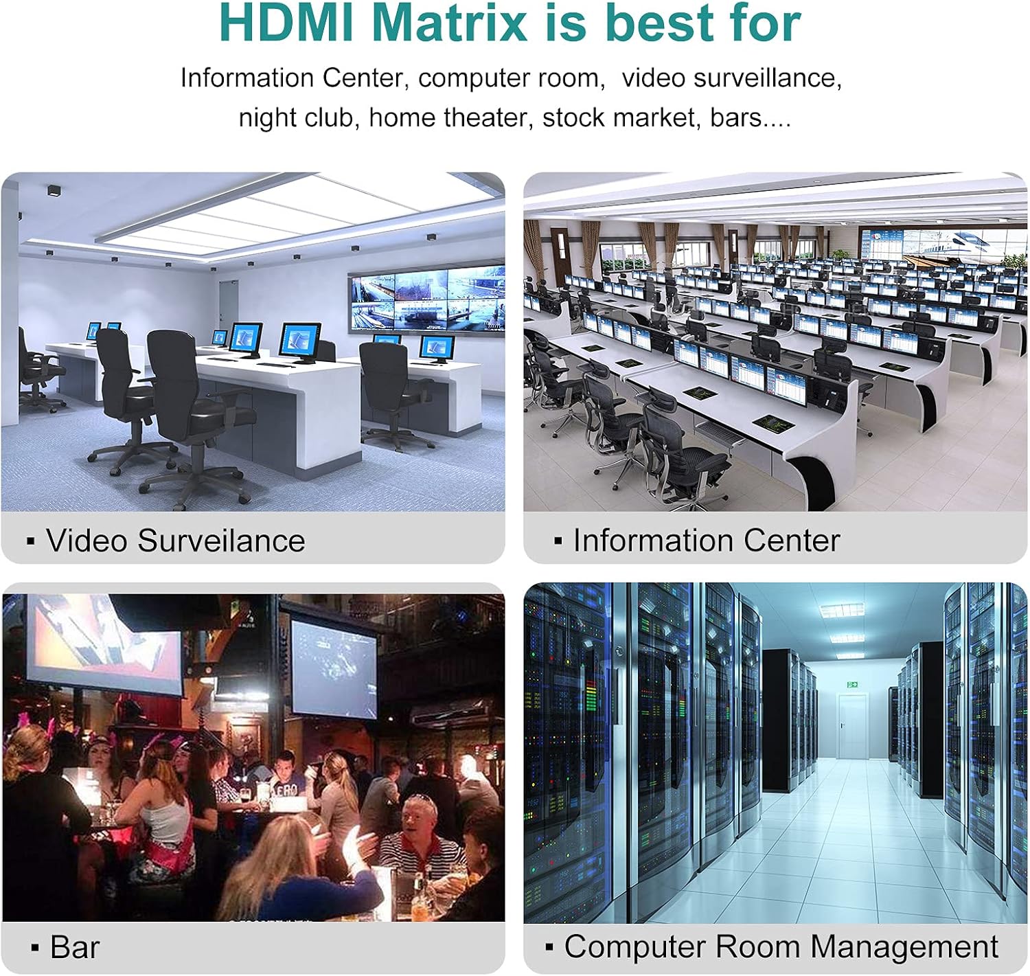 4x4 HDMI Matrix Switch 4 in 4 Out 4K@30Hz Rack Mount Switcher & Splitter D824