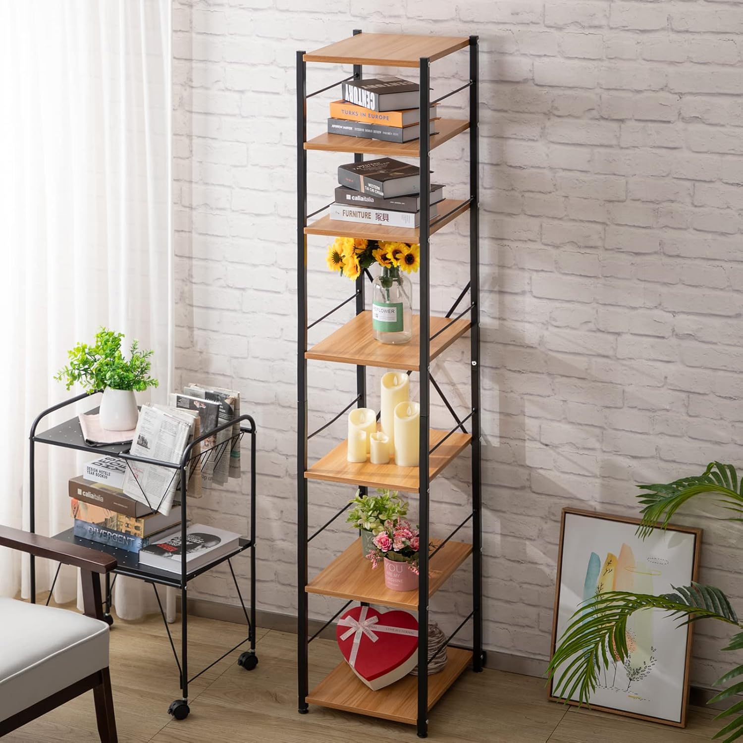 Black 7 Tier Metal Corner Storage Shelf L965