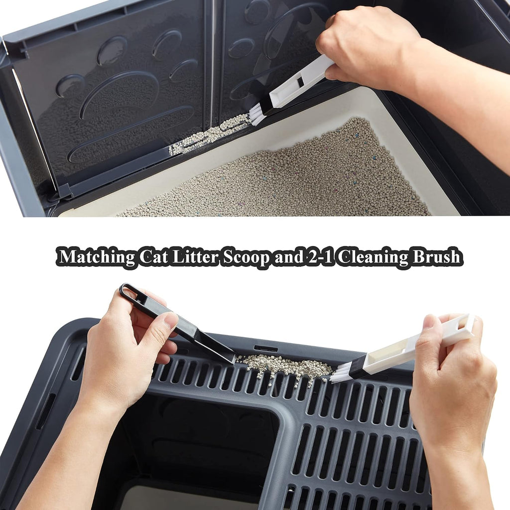 Black Covered Cat Litter Box with Lid T328