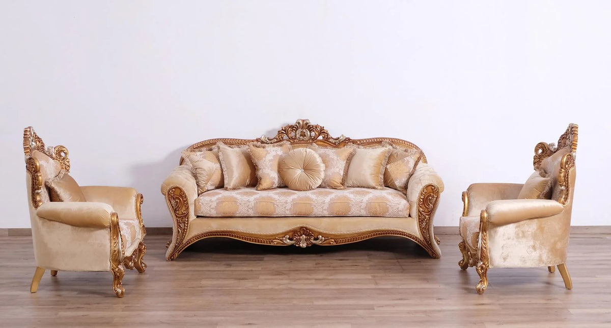 Gold & Brown Sofa Set 3Pcs D27517