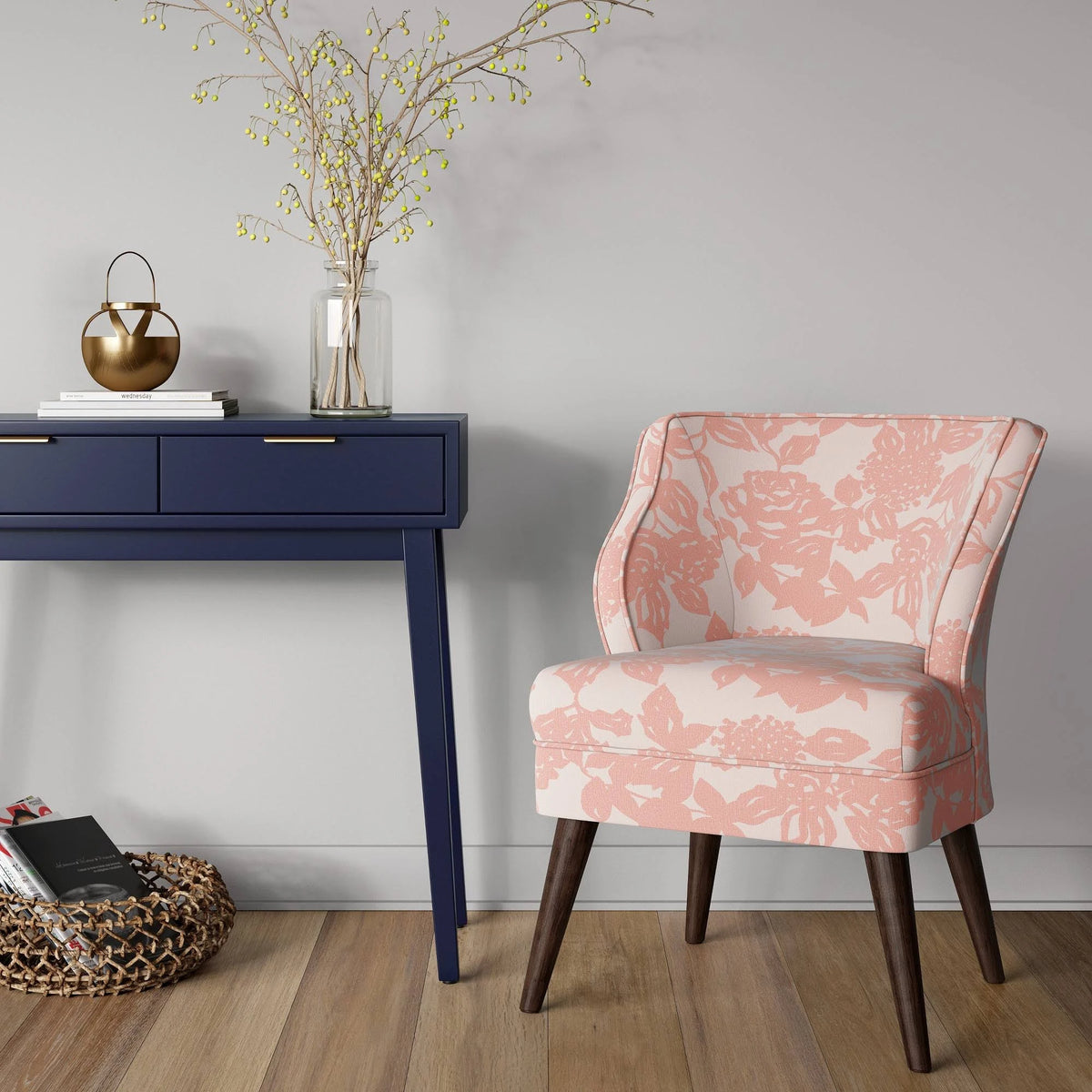 Pink Rose Mid Century Armchair Z216