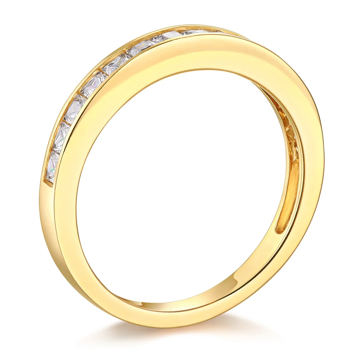14k Yellow Gold CZ Princess Cut Engagement Ring Bridal Set - Size 9 D3016