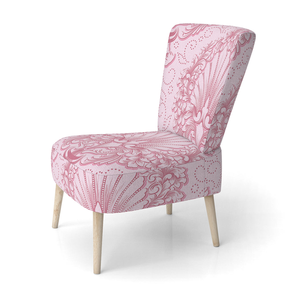 Pink Damask Upholstered Accent Chair and Arm Chair M86626