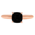 1.5ct Cushion Cut Black Natural Onyx 14k Rose Gold Ring Size 5.25 S424957