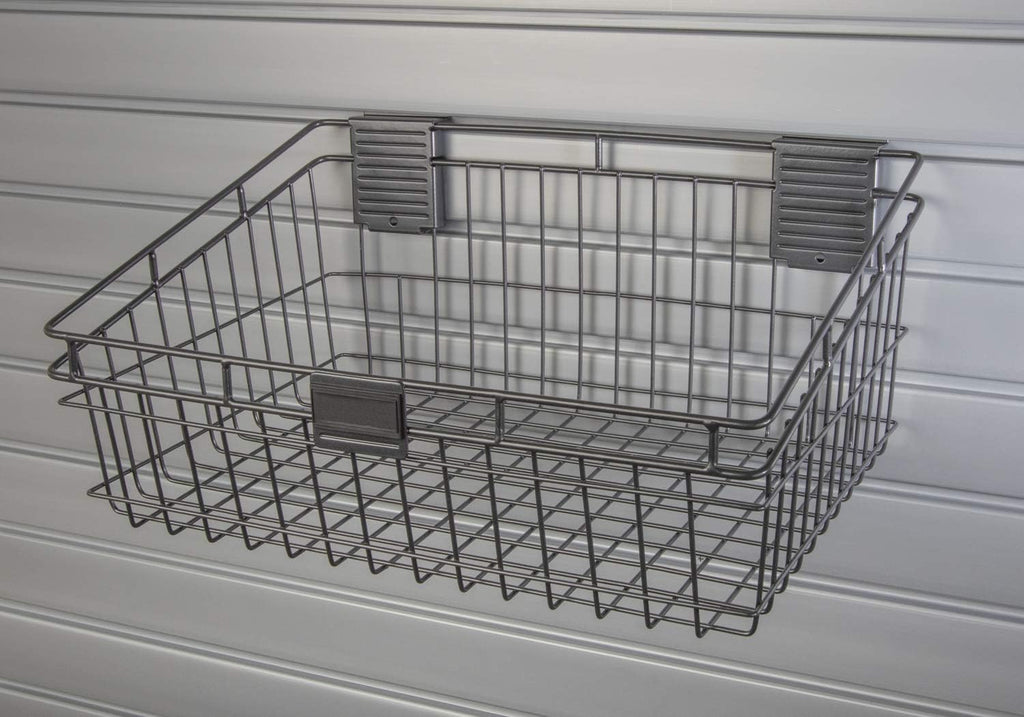 Deluxe Accessory Kit with 46 Locking Bracket Hooks, Shelves, and Baskets for Slatwall Panels V7457