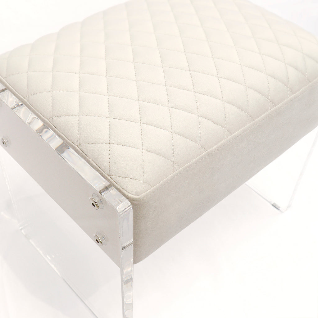 Ivory Velvet Stool J534