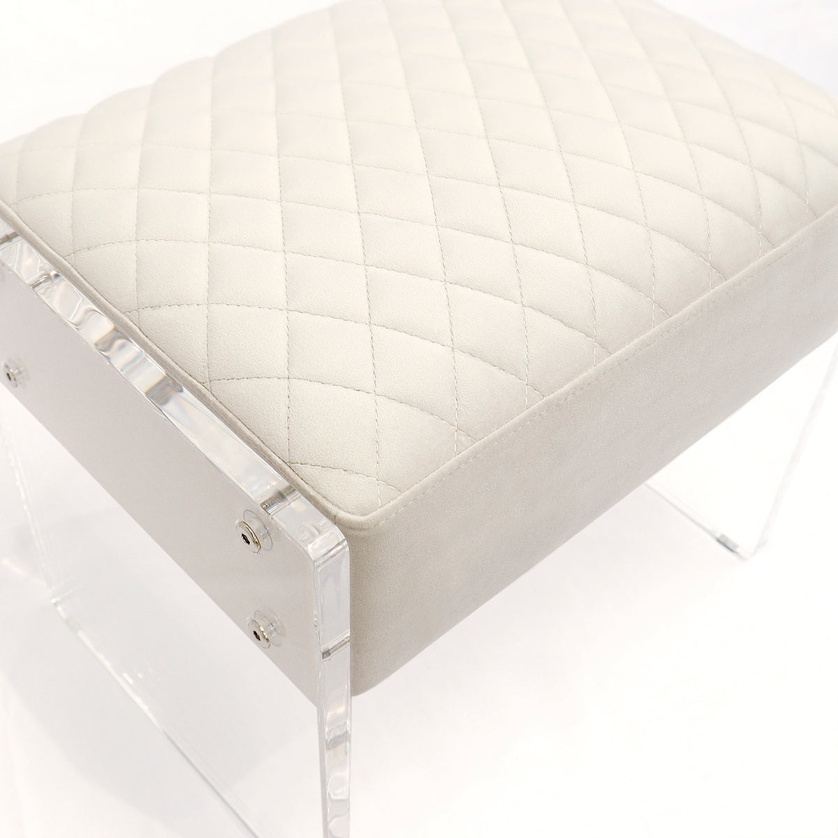 Ivory Velvet Stool J534