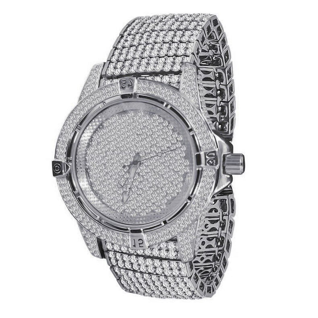 White Gold Tone Iced Out Watch M526