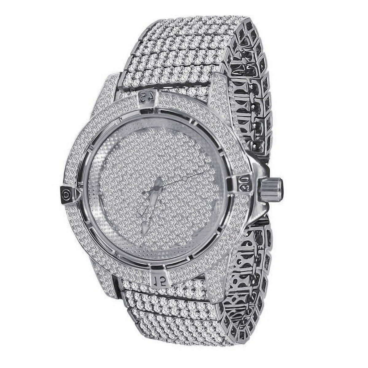 White Gold Tone Iced Out Watch M526