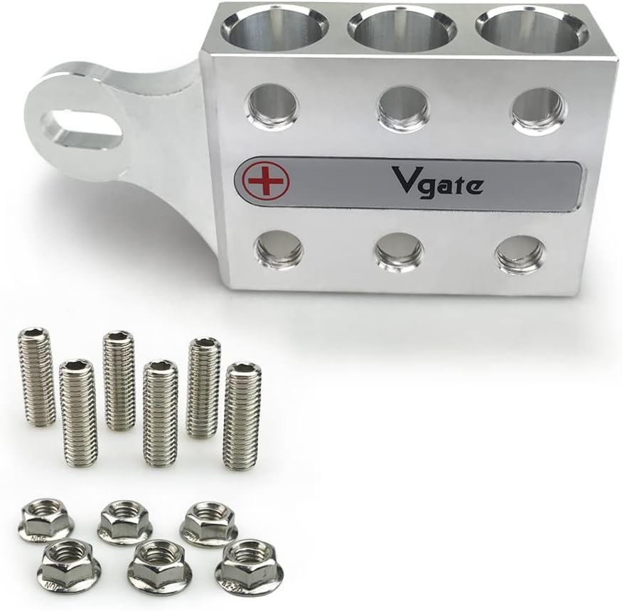 12-Way Post Terminal Distribution Block Bus Bar, 8AWG up to 4/0 AWG, Pack of 2 C67150