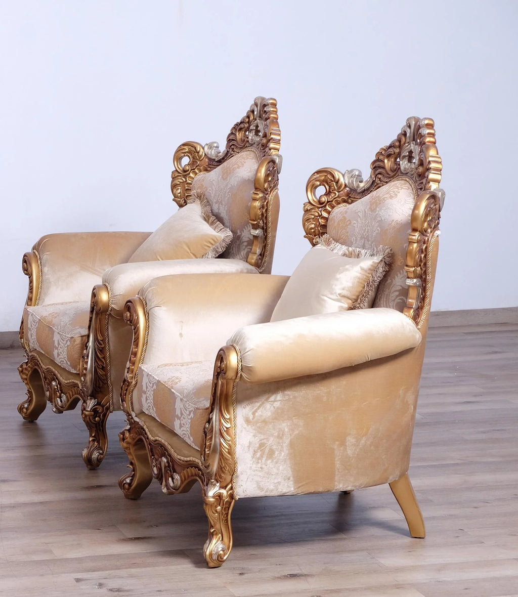Gold & Brown Sofa Set 3Pcs D27517