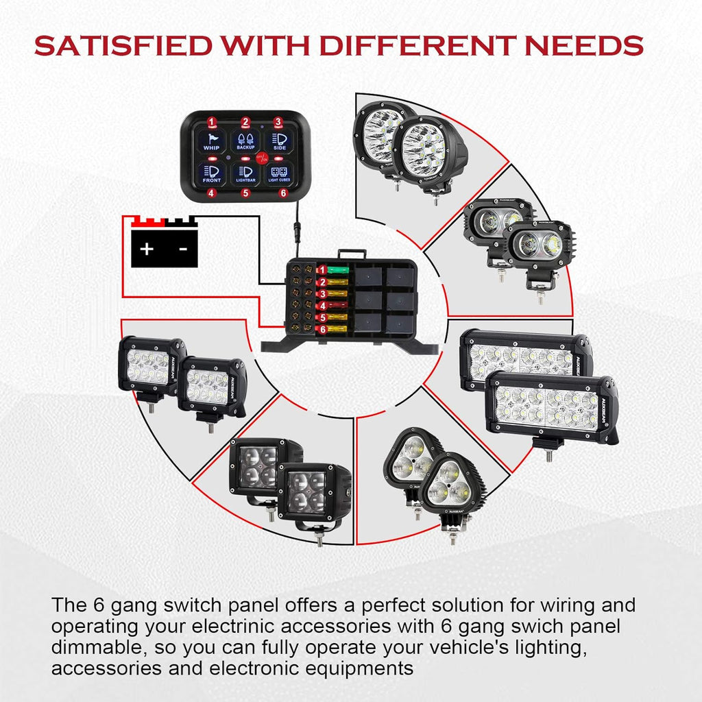 6 Gang Switch Panel for Car Truck ATV UTV Boat L6144