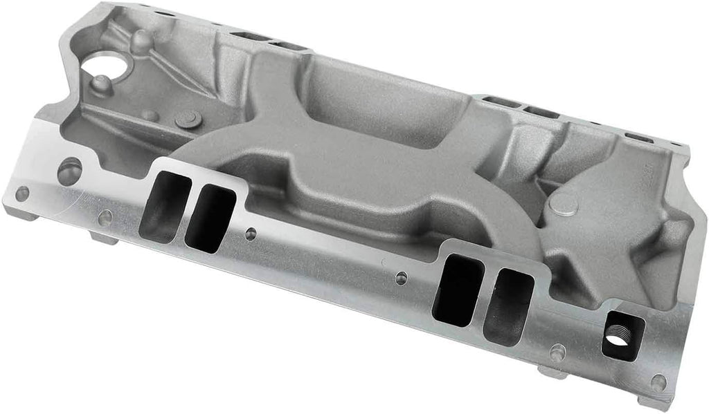 Dual Plane Satin Aluminum Intake Manifold for SBC Chevy Vortec 350 Heads W614017