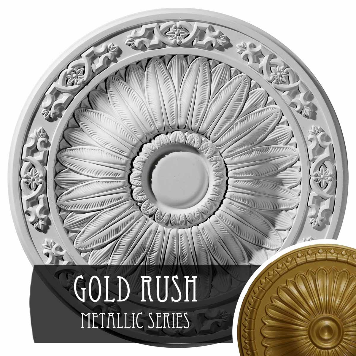 20 1/4 inch x 1 1/2 inch Hand-Painted Gold Ceiling Medallion M590815