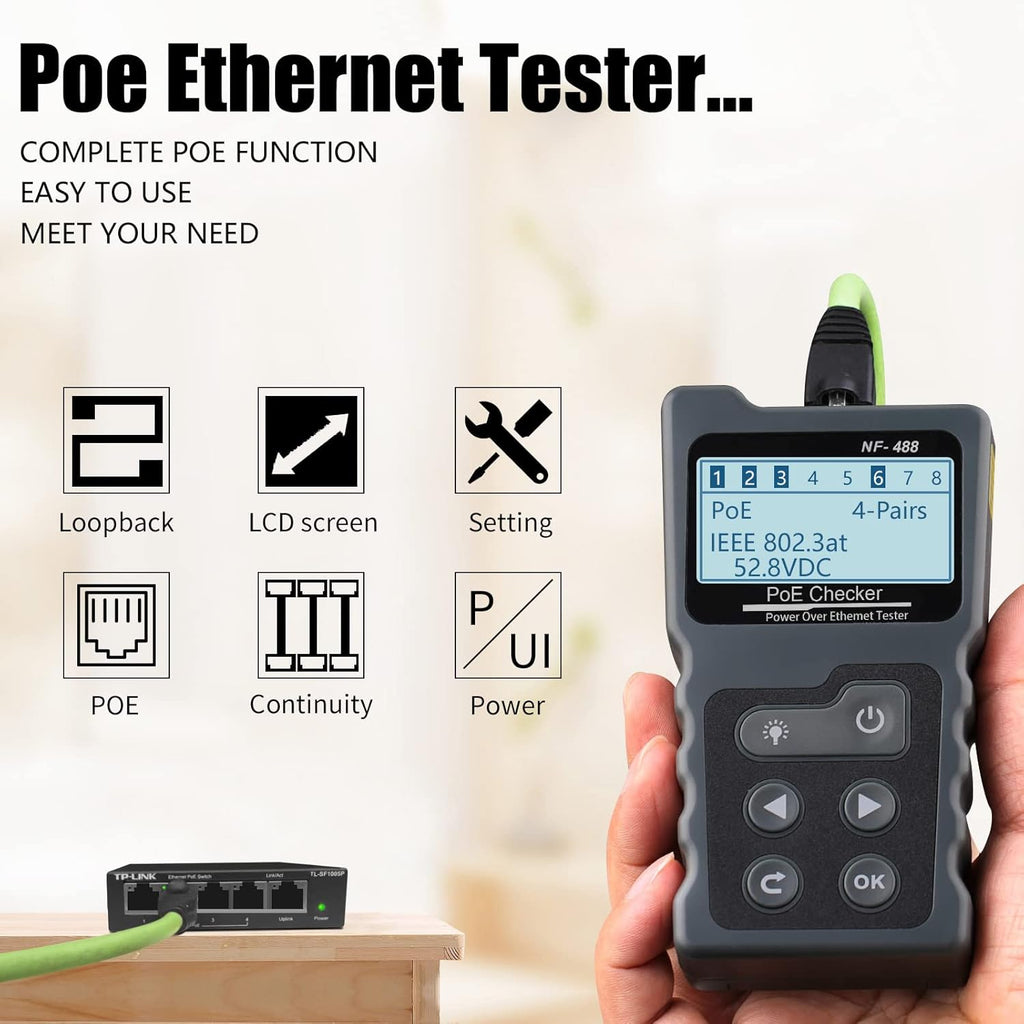RJ45 Ethernet Tester with POE M5103