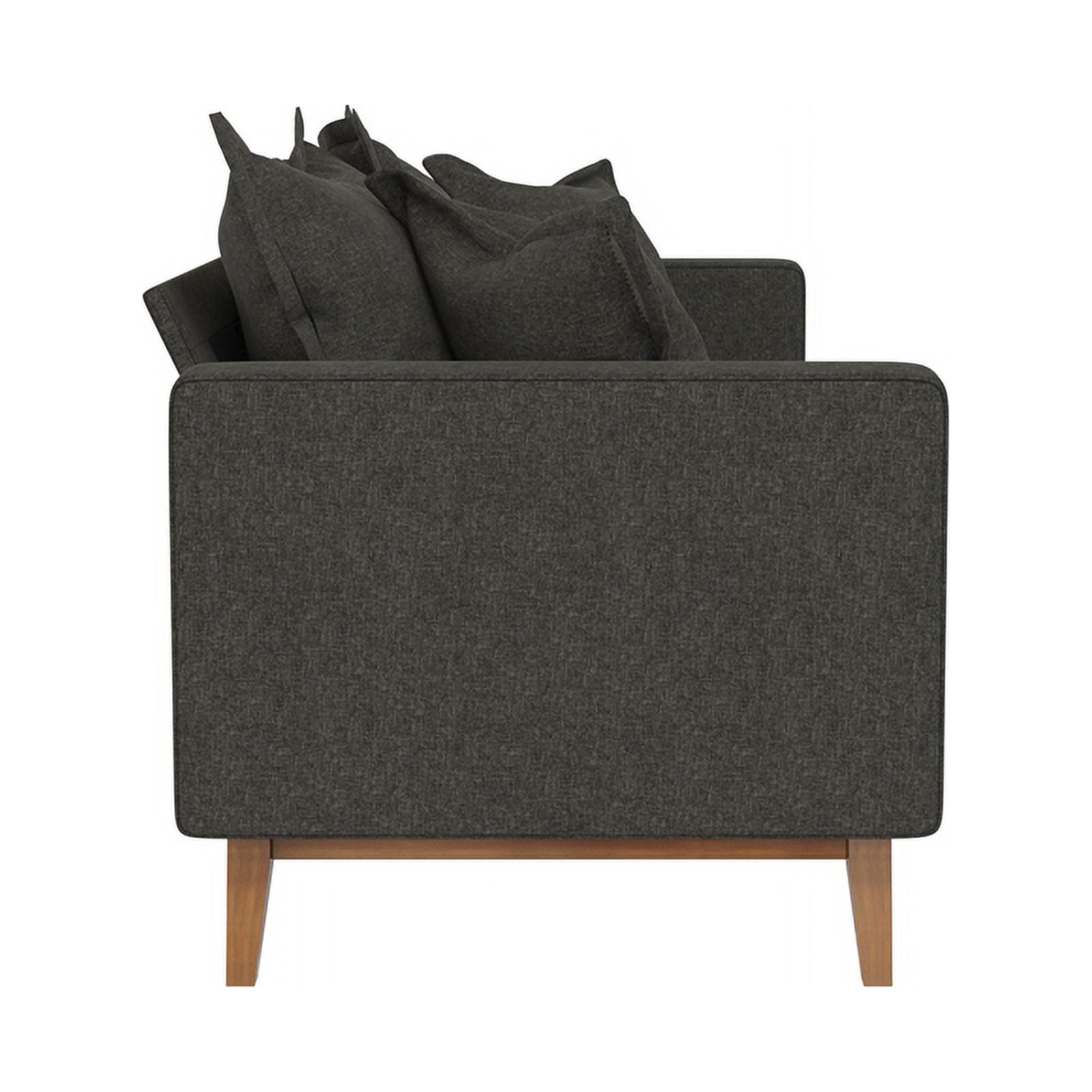 Contemporary Pillowback Wood Sofa Gray Linen B1076